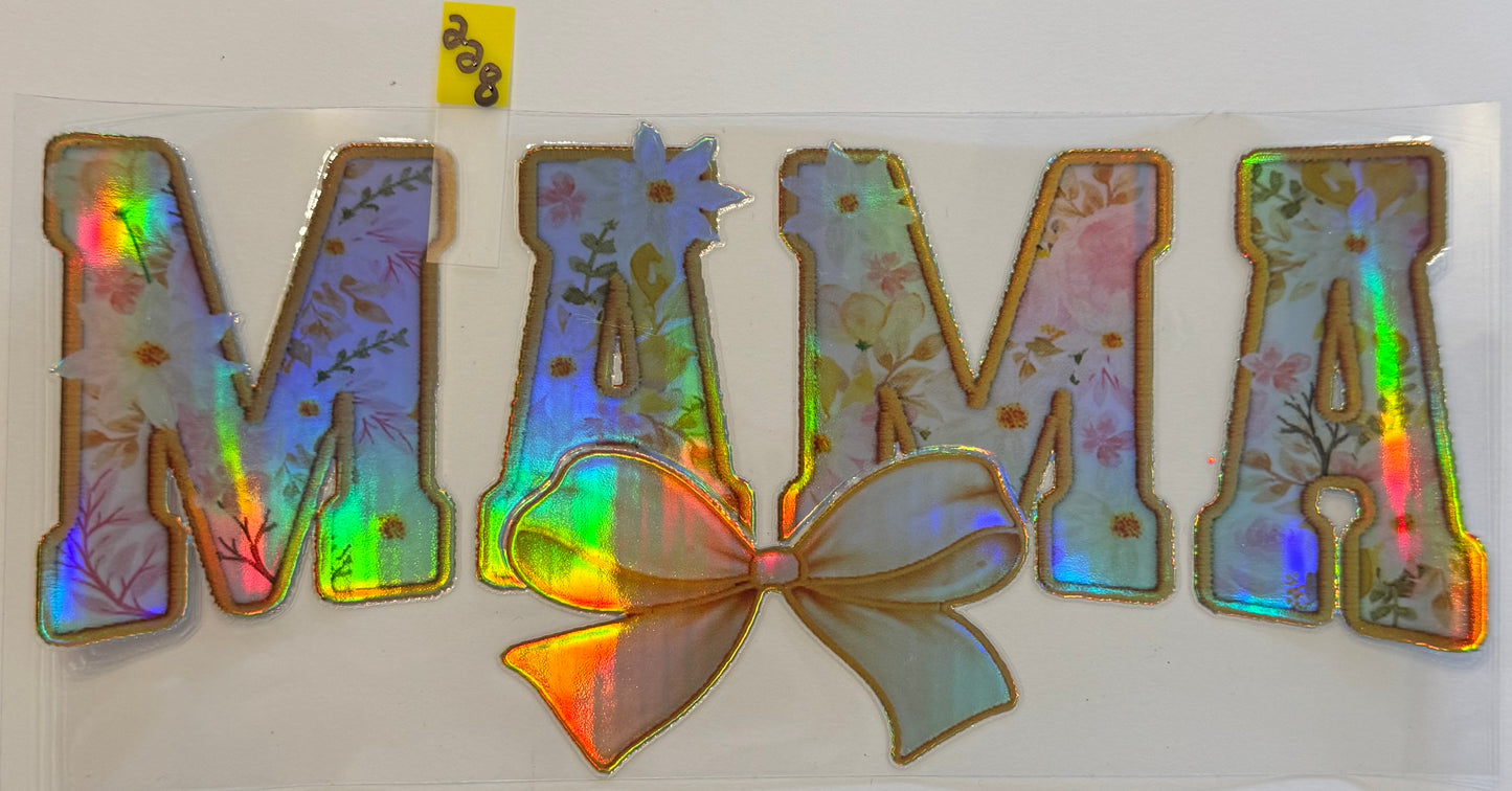 Holographic Stitched Mama Yellow - W228