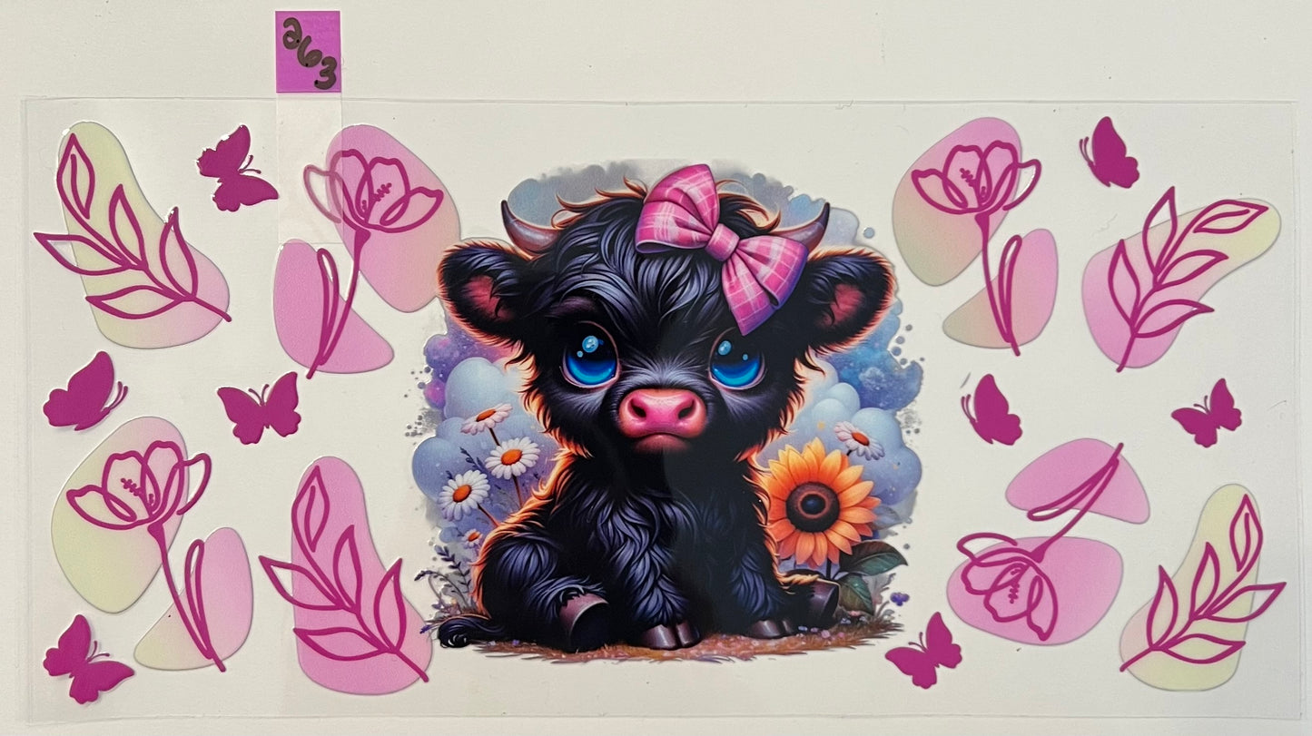 Black Cow Pink Bow - W263