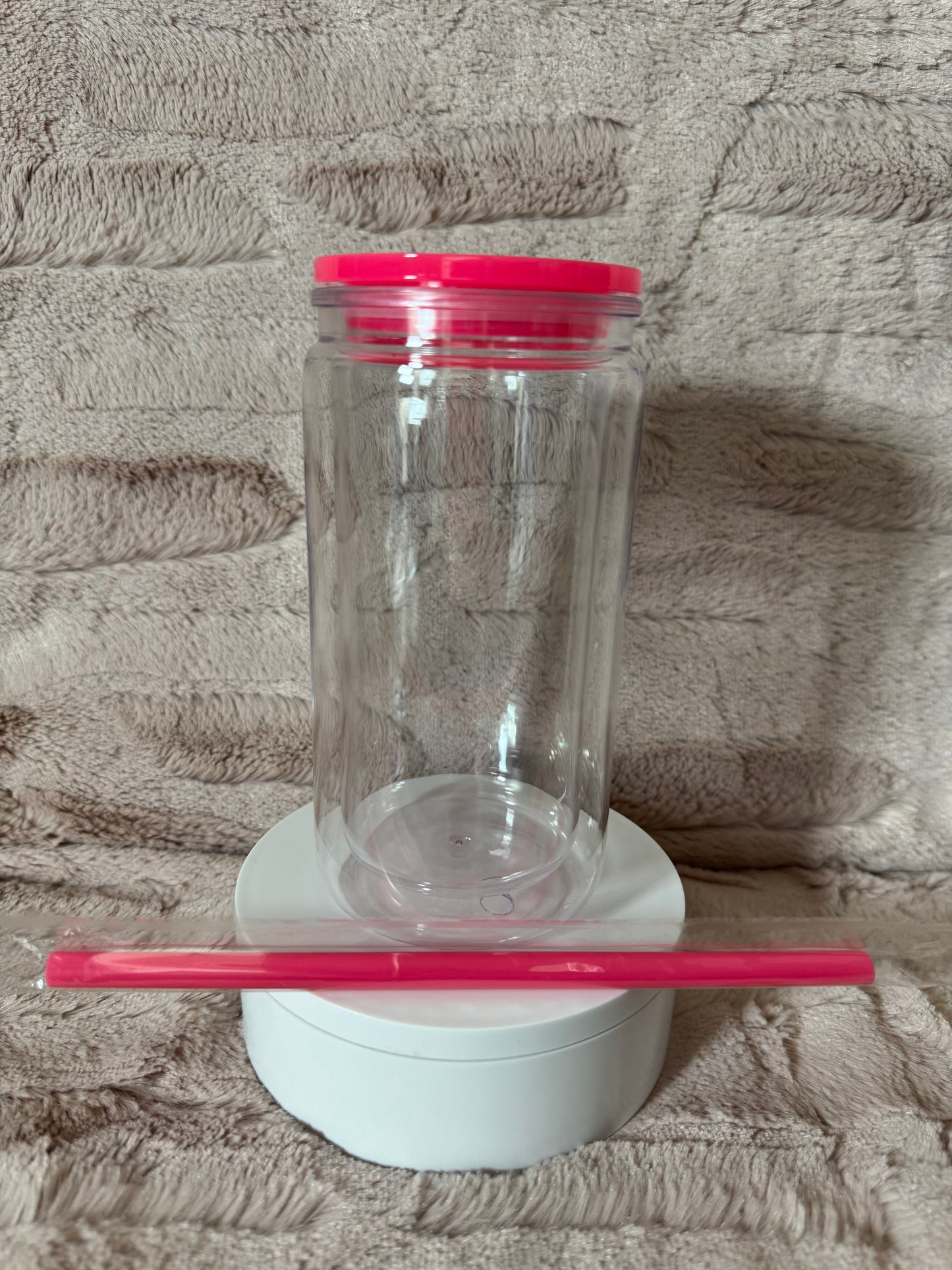 Custom 16oz Acrylic Snowglobe Cup with Colored Lid and Straw