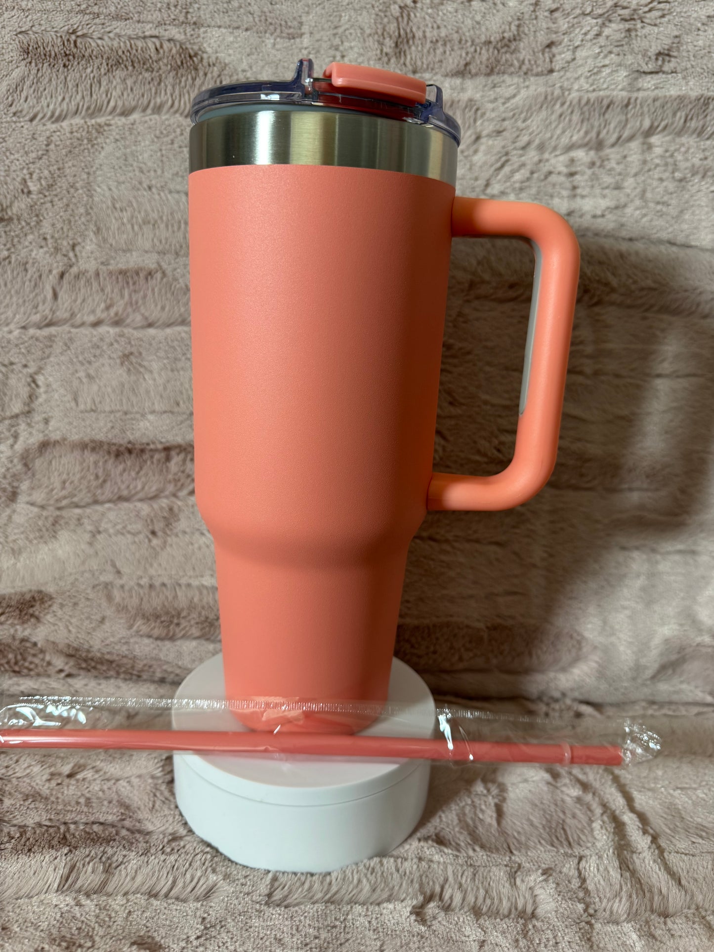 40oz Coral Stainless Steel Tumbler with Handle