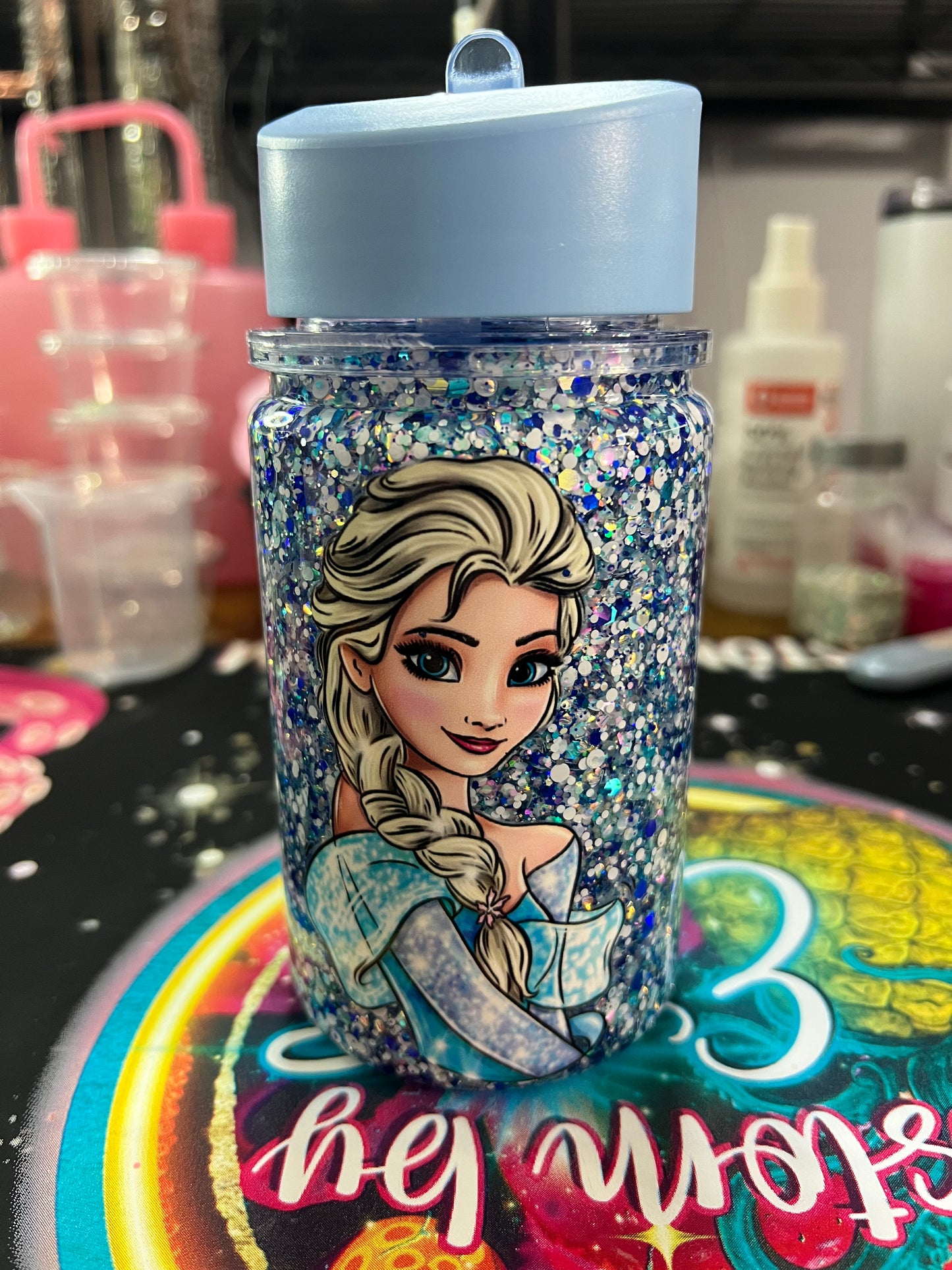 Premade Elsa Kids Water Bottle
