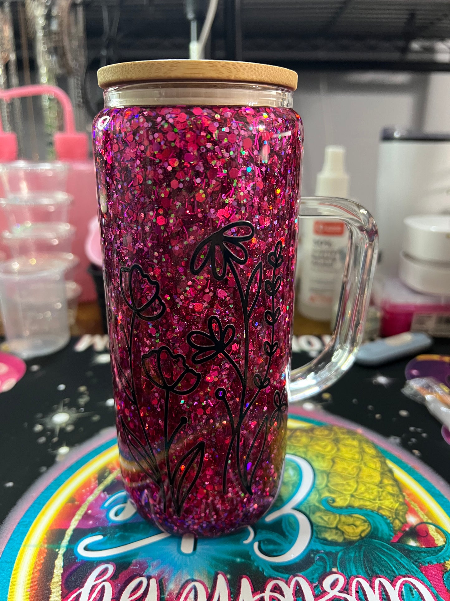 Premade 20oz glass flowers