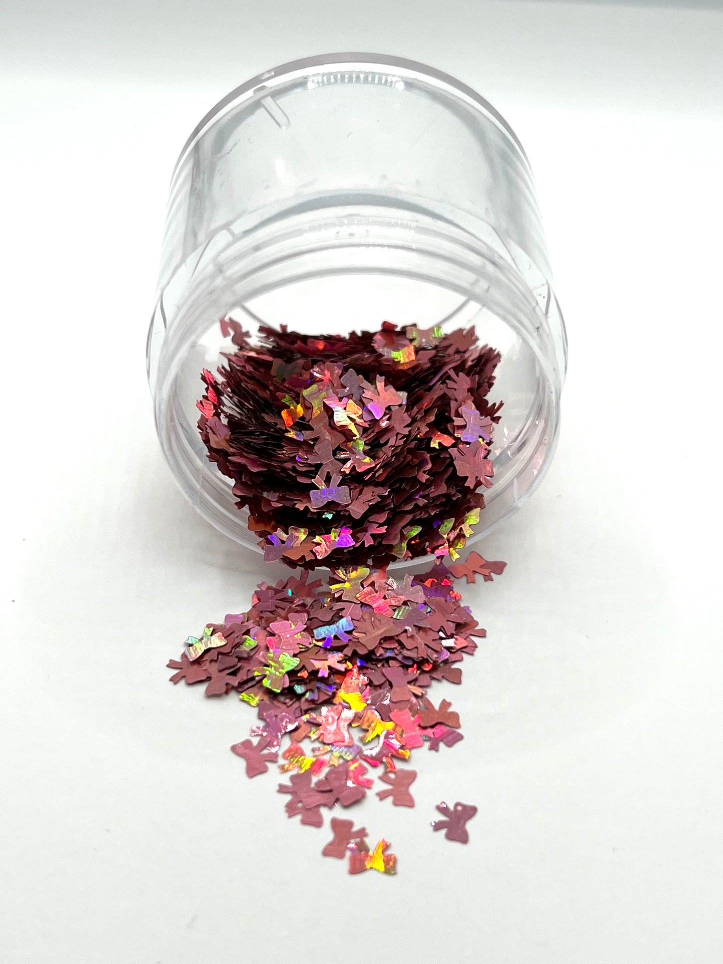 Rosy Daydream Bows - Rose Gold Holographic Shaped Glitter