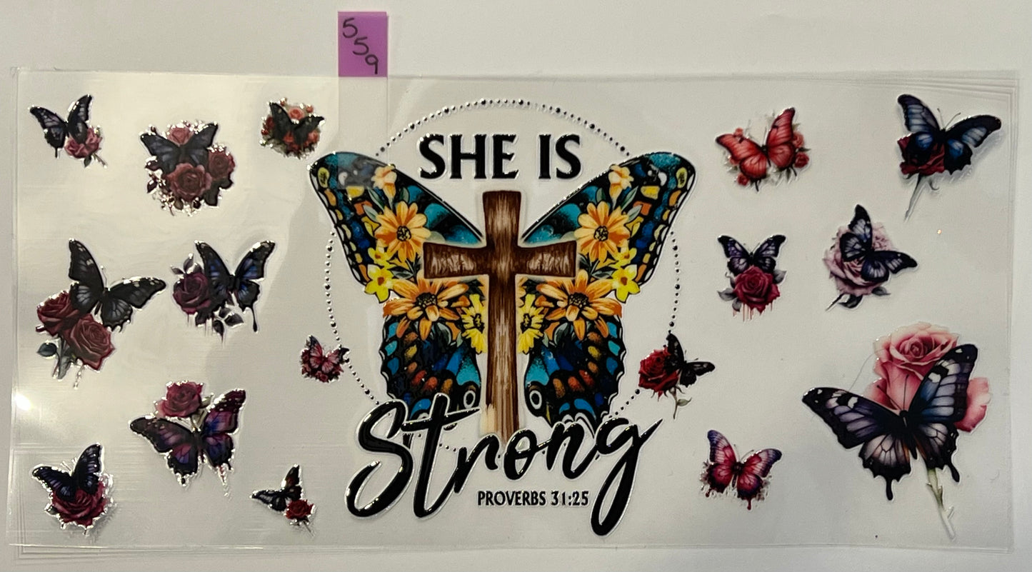 She is Strong Cross Butterflies - W559