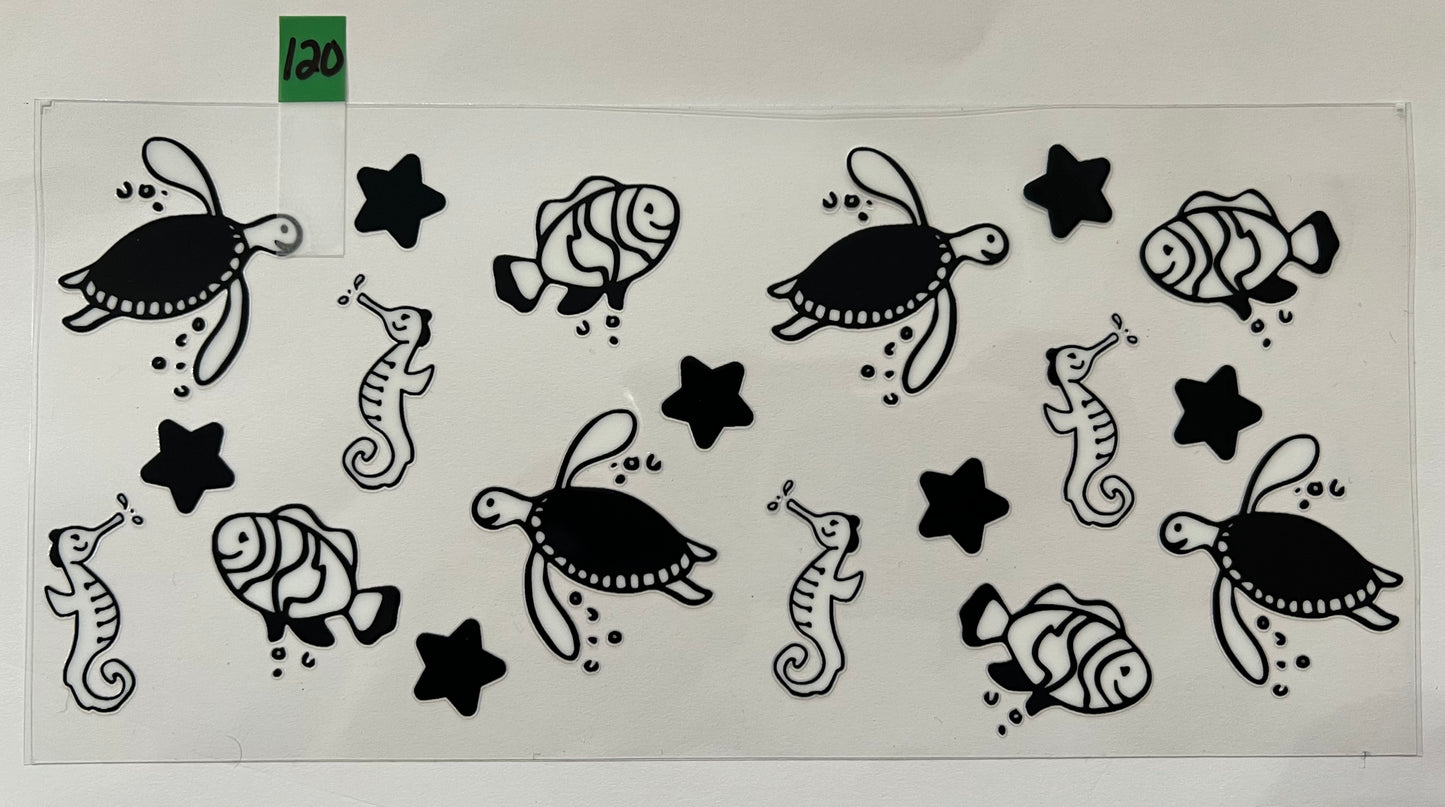 Turtle, Seahorse, Fish - W120