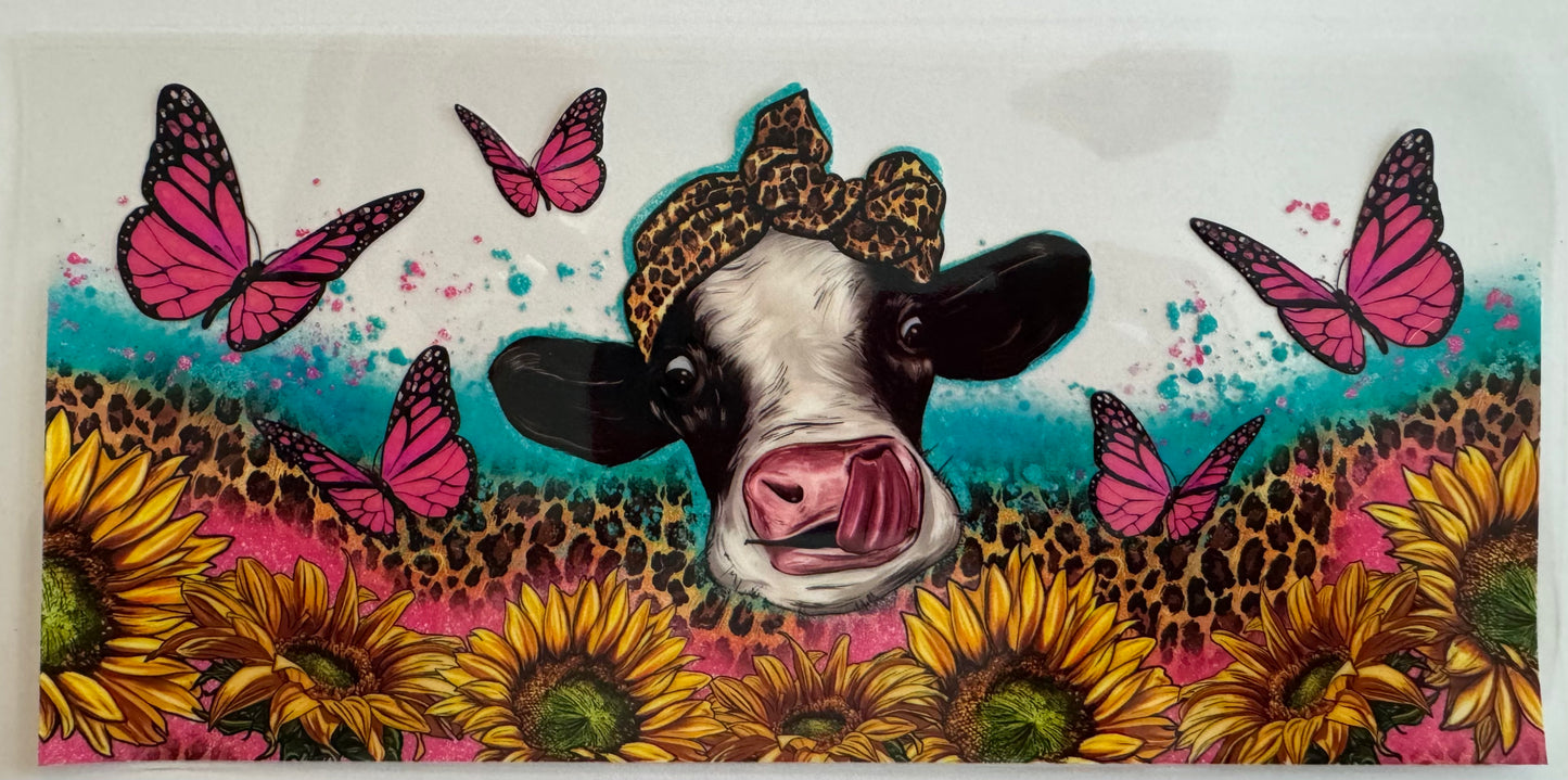Cow, Sunflowers, Butterflies - W46