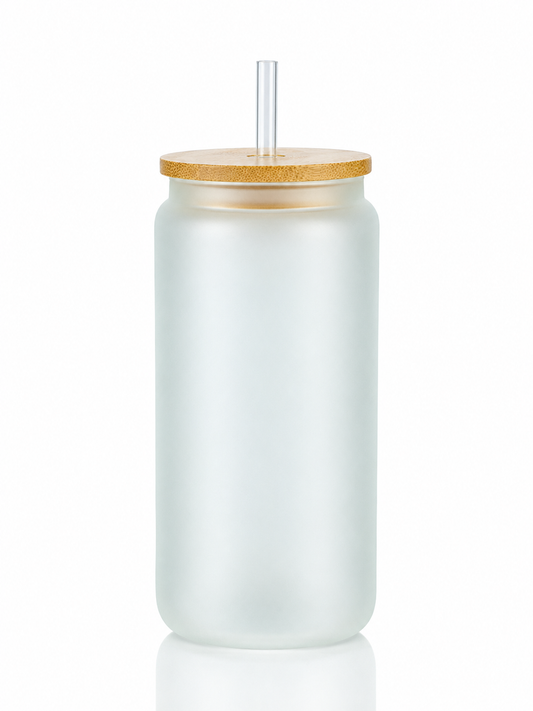 No Glitter Frosted Glass Blank Cup 16oz
