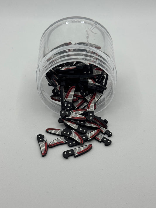 Bloody Knife Polymer Clay Slices – Halloween Horror Craft Sprinkles (Non-Edible) - 10mm