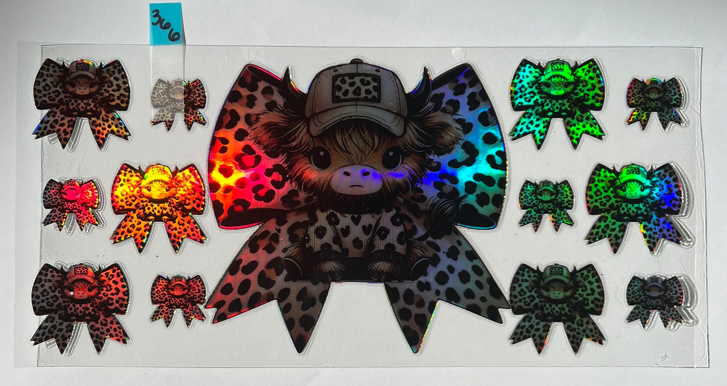 Holographic Cow Bow - W366