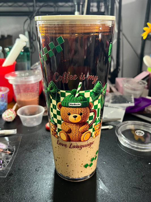 Premade 24 oz Acrylic Bear Coffee Waterfall