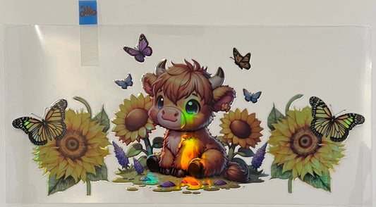 Holographic Cow, Sunflowers, Butterflies - W216