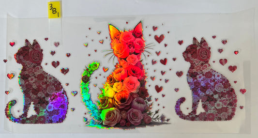 Holographic Cat of Roses - W381