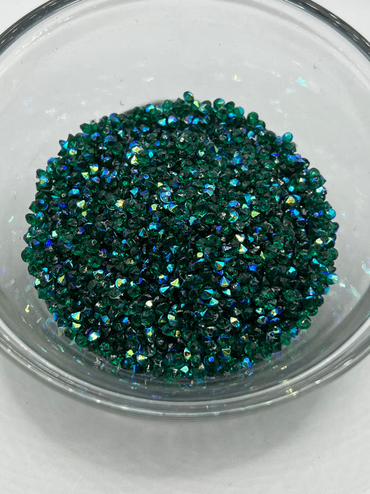 3mm Diamond Cut Rhinestones – Emerald Eclipse (AB)