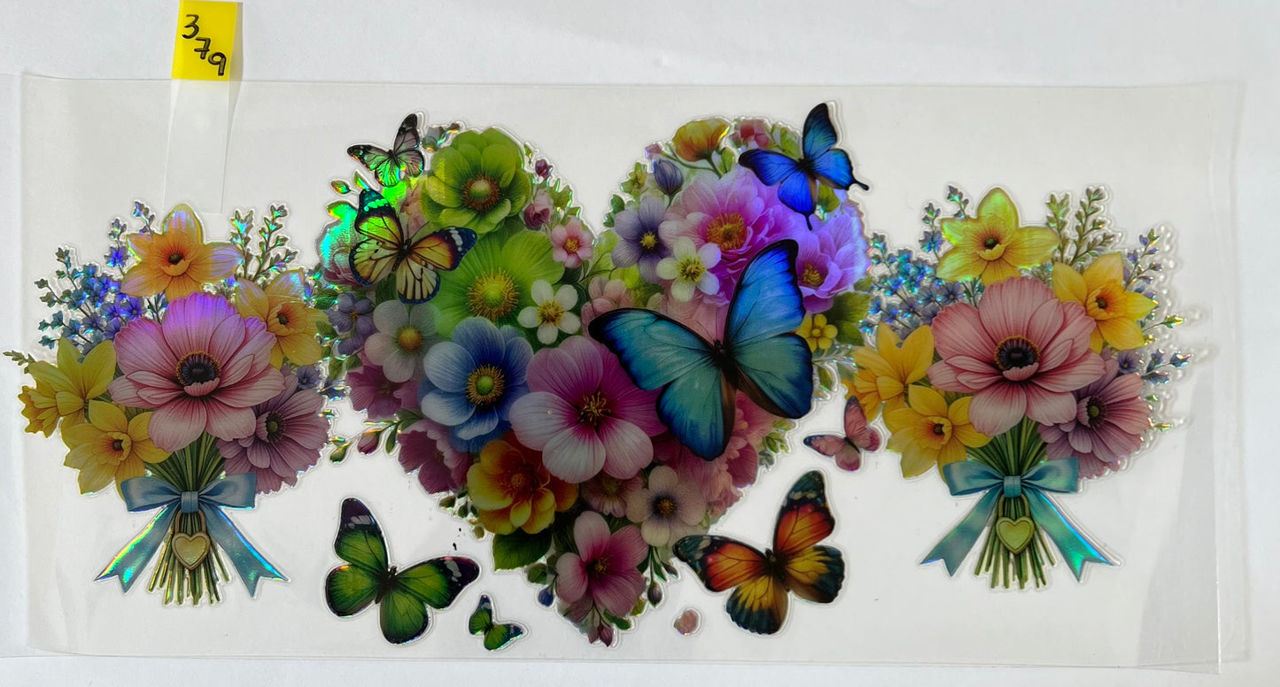 Holographic Flower Butterfly Heart - W379