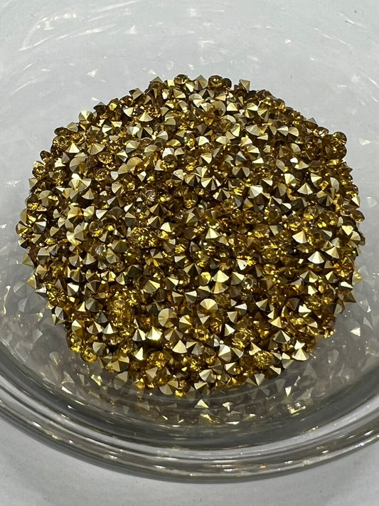 3mm Diamond Cut Rhinestones – Golden Champagne