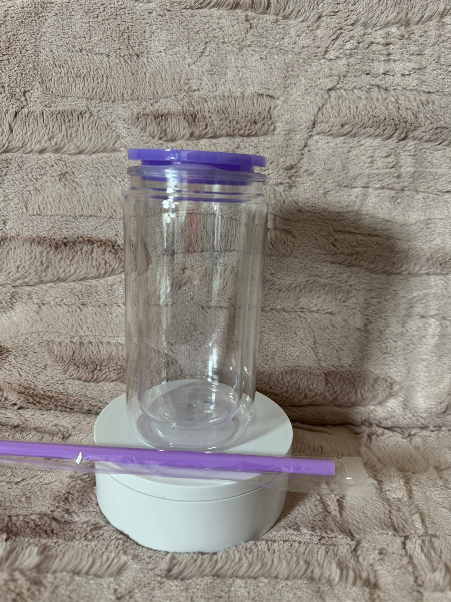 Custom 16oz Acrylic Snowglobe Cup with Colored Lid and Straw