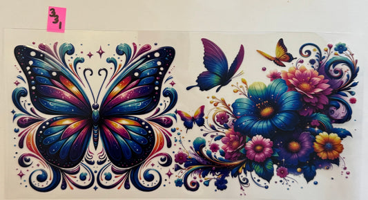 Butterfly & Flowers - W331