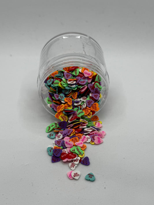 Conversation Hearts Polymer Clay Slices (Non-Edible)