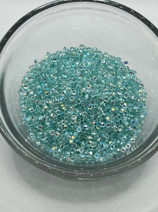 3mm Diamond Cut Rhinestones – Sea Glass Mint