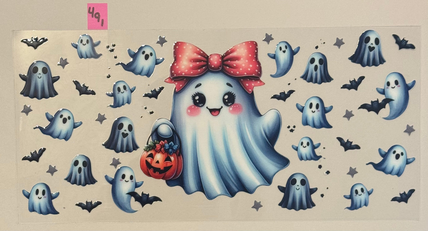 Polka Dot Bow Ghost - W491