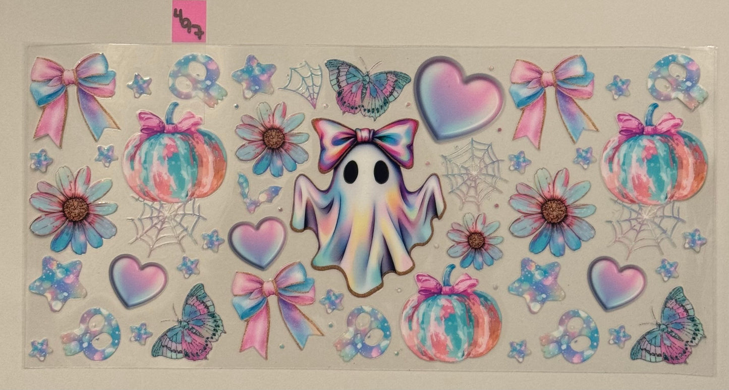 Pastel Ghost, Pumpkins & Bows - W497