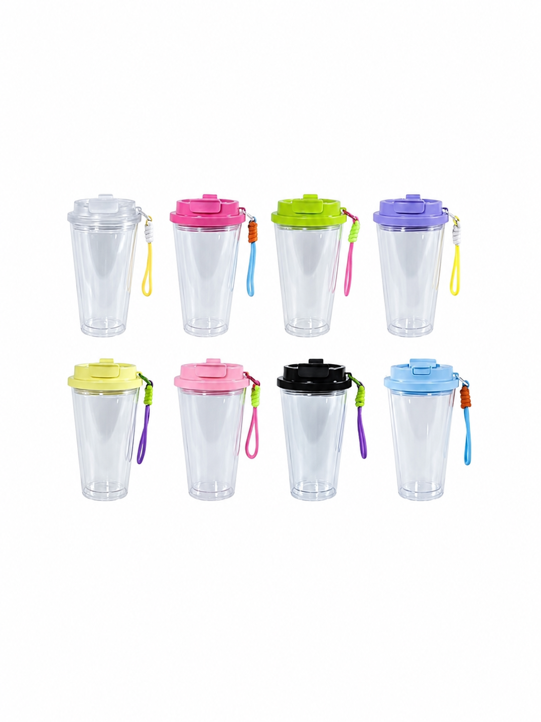16oz Tapered Snow Globe Tumbler with Colored Dual Lids and Straps