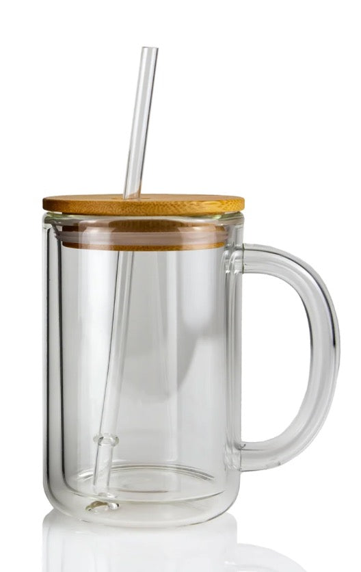 Custom 10oz Glass Snowglobe Coffee Mug w/ Fillable Handle