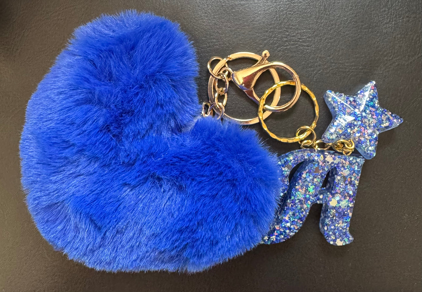 Custom Resin Initial Keychain w/ Bling Rope