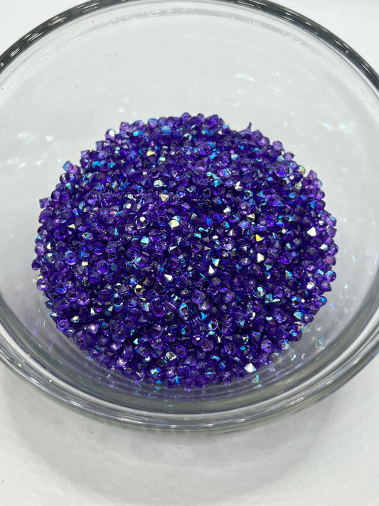3mm Diamond Cut Rhinestones – Violet Galaxy (AB)