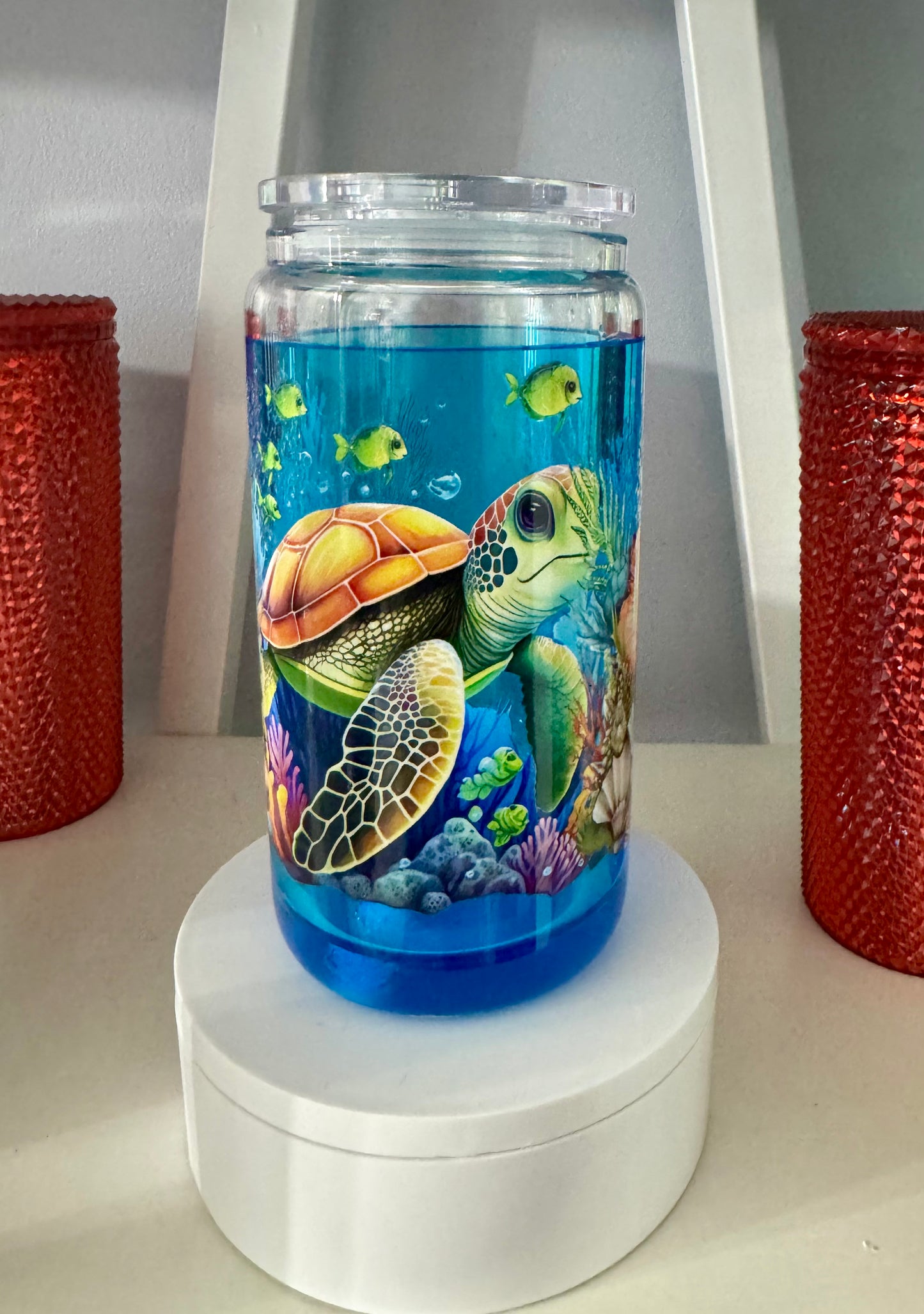 Turtle Ocean Cup 16oz glass Snowglobe Cup
