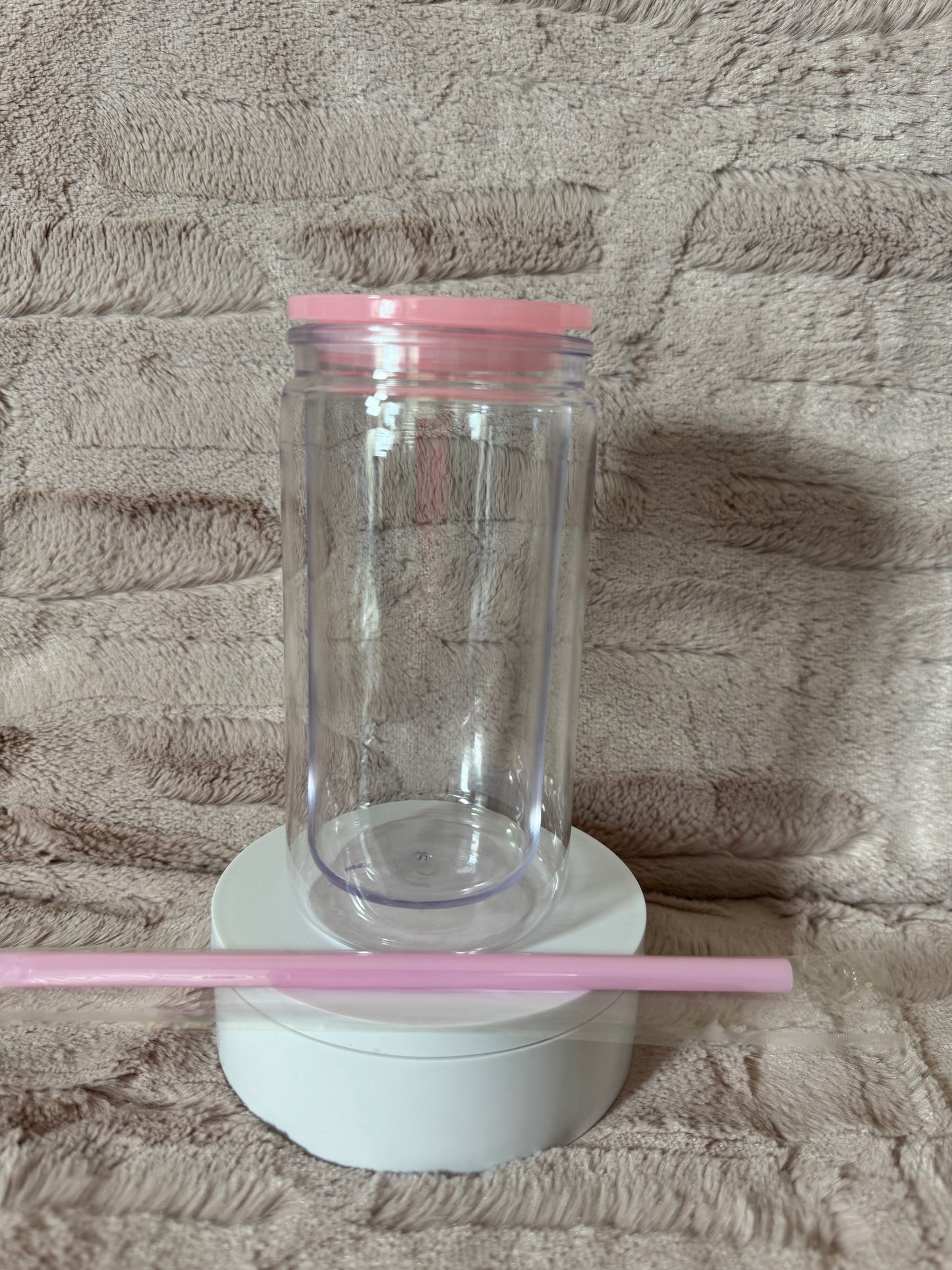 Custom 16oz Acrylic Snowglobe Cup with Colored Lid and Straw