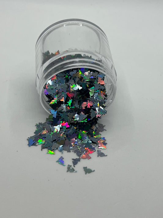 Holographic Black Cat Shaped Glitter
