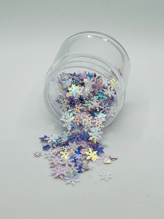 Iridescent Snowflake Mix – Purple/White