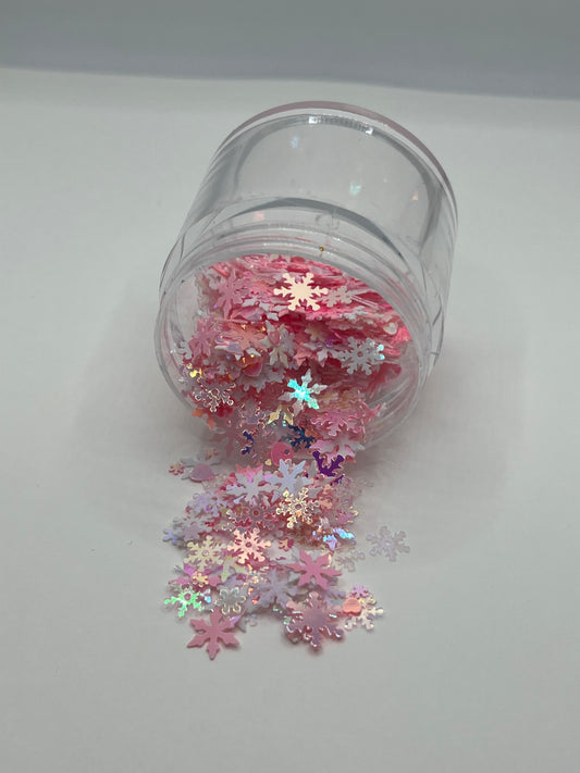 Iridescent Snowflake Mix – Pink/White