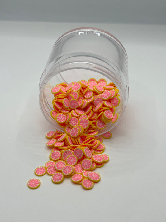 Pink Grapefruit Polymer Clay Slices
