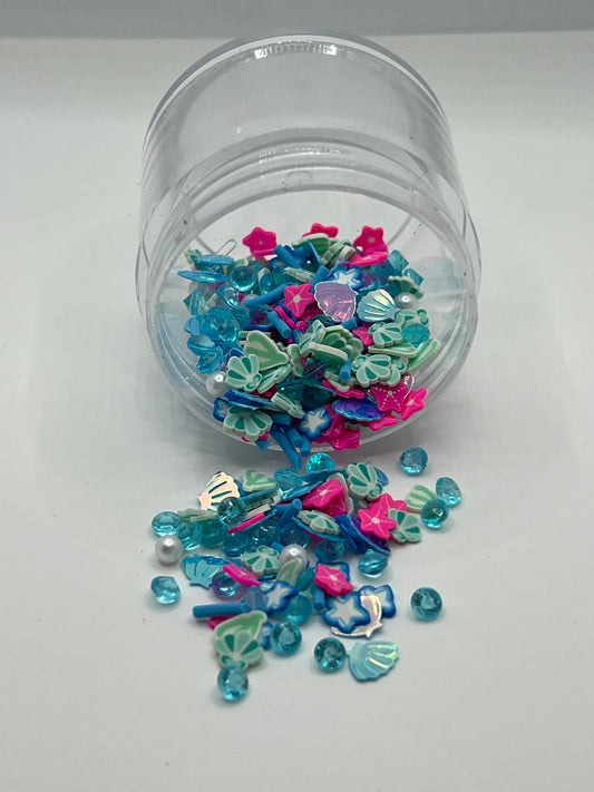 Mermaid Mix Polymer Clay Slices (Shells, Starfish, Pearls, Gems) (NON-EDIBLE)