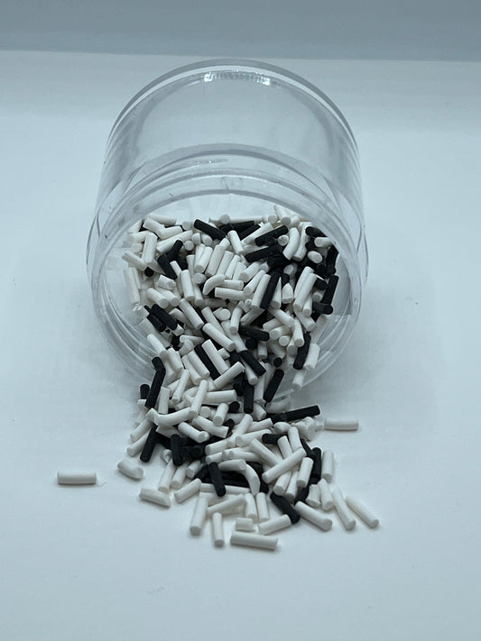 Black & White Polymer Clay Sprinkles – Classic Craft Rods (NON-EDIBLE)