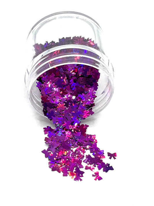 Magenta Magic Bows - Purple Shift Shaped Glitter