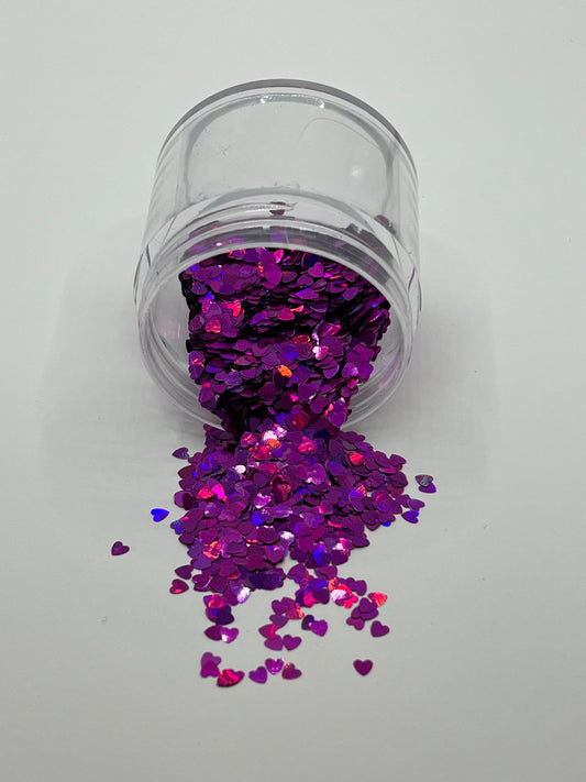 Magenta Magic Hearts - Purple Shift Shaped Glitter