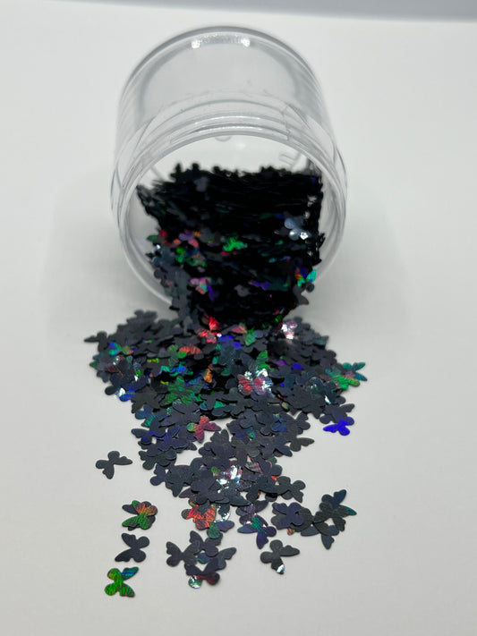 Midnight Butterfly Storm (Black Holographic Butterflies)