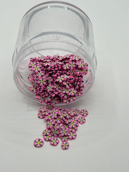 Pink Outline Flower Polymer Clay Slices (Non-Edible)