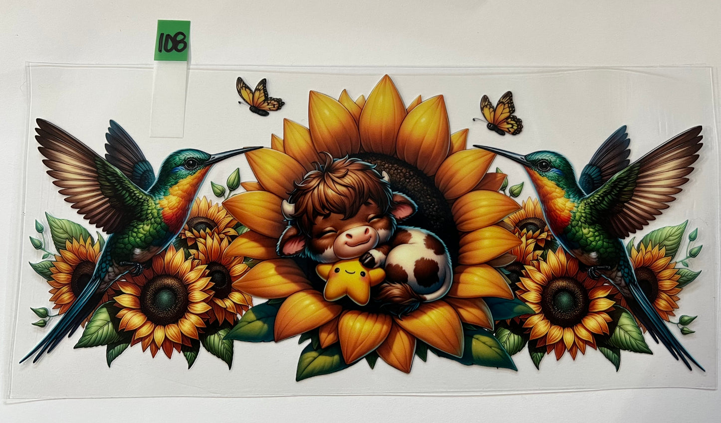 Cow, Hummingbird, Sunflower - W108