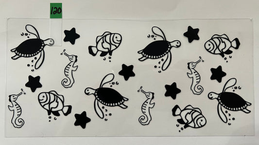 Turtle, Seahorse, Fish - W120