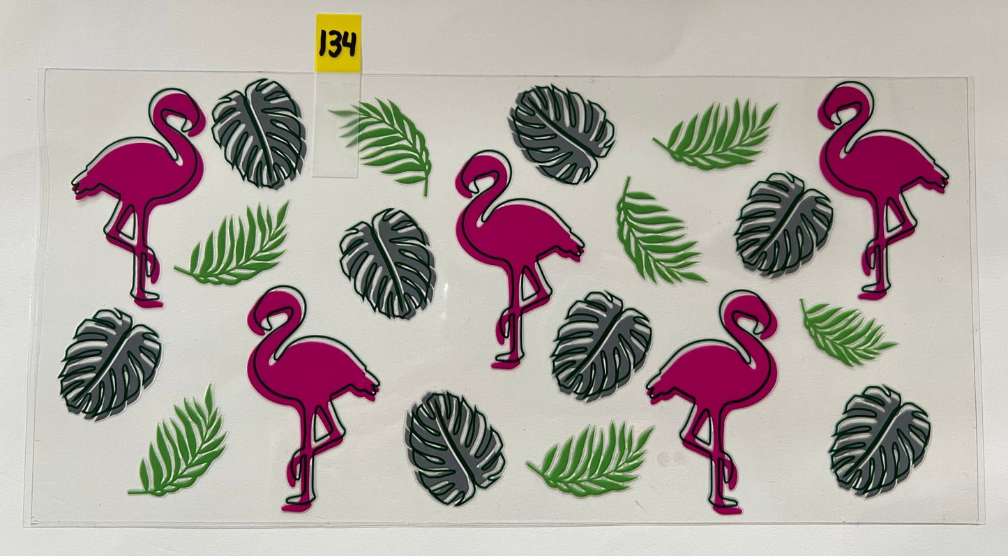 Flamingos and Monstera - W134