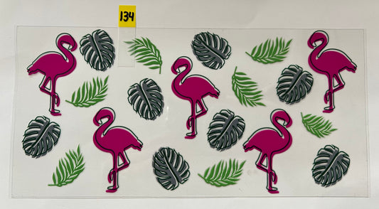 Flamingos and Monstera - W134