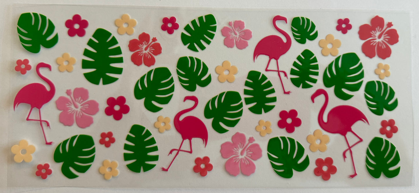 Flamingo, Monstera, Hibiscus - W36